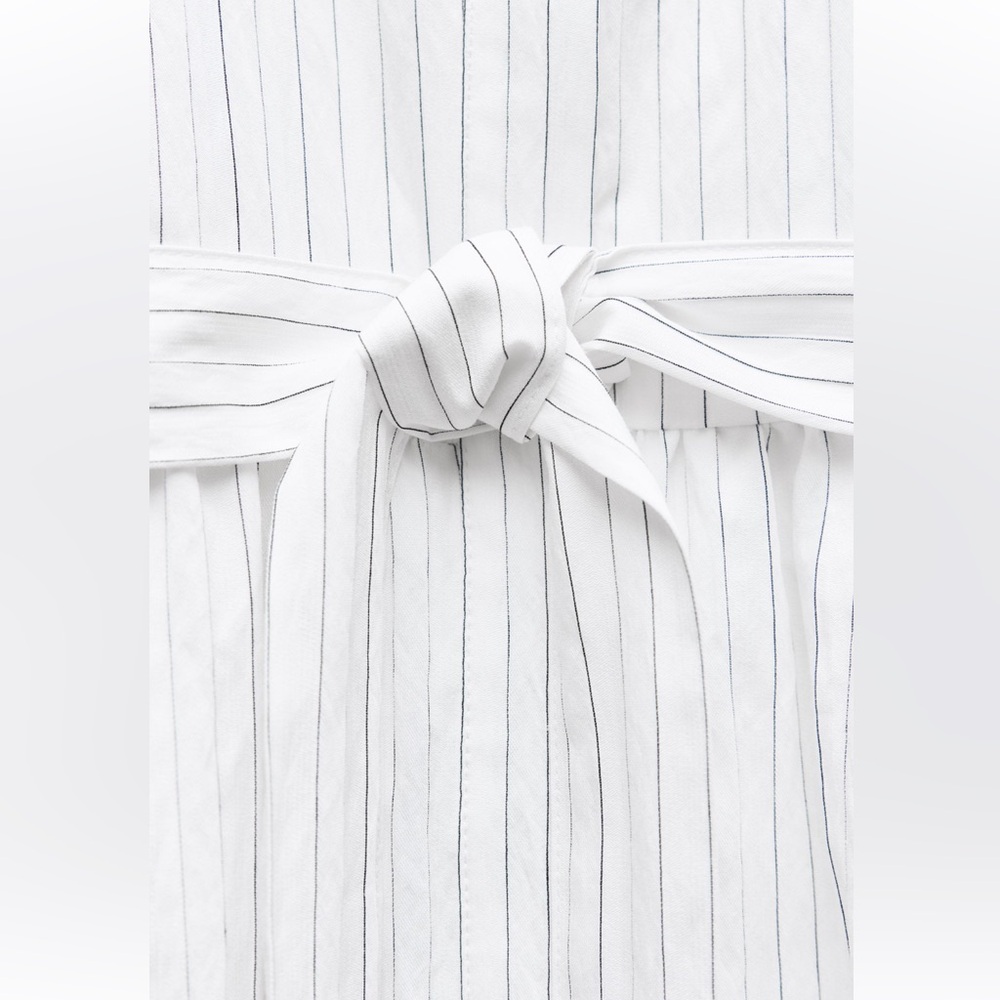 Zara STRIPED SHIRT DRESS ZW COLLECTION $89.90 Size Large NWT - Picture 6 of 7